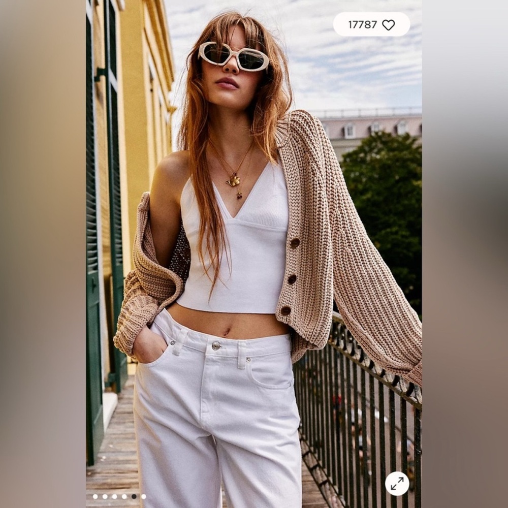 BEST Free People Sweet Nothing Cardi NWOT - Medium - Sandcastle Tan Beige Knit